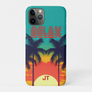 Levendige Tropische Zonsondergang Retro 80s stijl Case-Mate iPhone Case