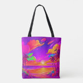 Levendige Tropische Zonsondergang Tote Bag (Achterkant)
