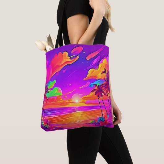 Levendige Tropische Zonsondergang Tote Bag (Dichtbij)