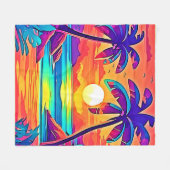 Levendige tropische zonsondergangkunst fleece deken (Voorkant (Horizontaal))