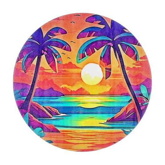 Levendige tropische zonsondergangkunst snijplank (Voorkant)