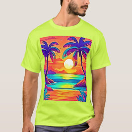 Levendige tropische zonsondergangkunst t-shirt