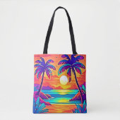 Levendige tropische zonsondergangkunst tote bag (Voorkant)