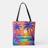 Levendige tropische zonsondergangkunst tote bag (Achterkant)
