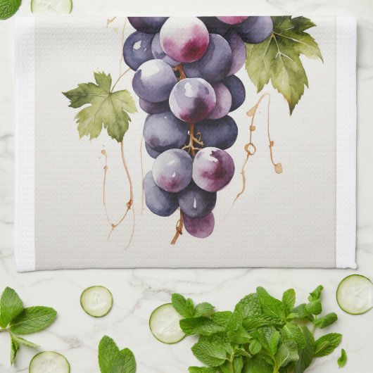 Levendige tros druiven theedoek (Gevouwen)