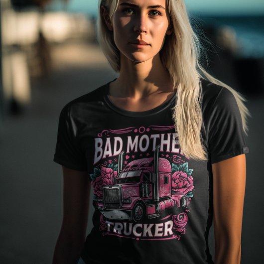 Levendige truckkunst eert slechte moedertrucker t-shirt