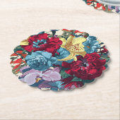 Levendige tuin bloeit kleurrijke bloemen kartonnen onderzetters (Gekanteld)