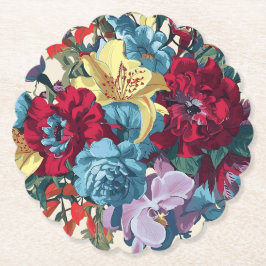 Levendige tuin bloeit kleurrijke  bloemen kartonnen onderzetters