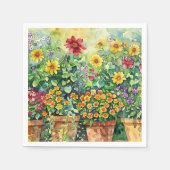 Levendige Tuin Bloemen Waterverf Decoupage Servet (Voorkant)
