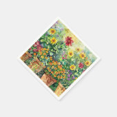 Levendige Tuin Bloemen Waterverf Decoupage Servet (Hoek)