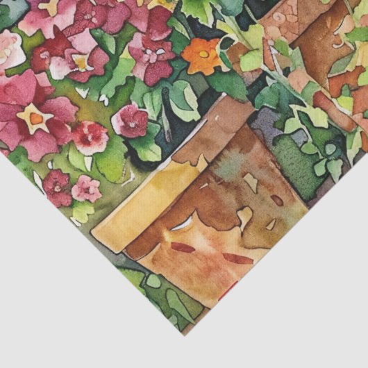 Levendige Tuin Bloemen Waterverf Decoupage Tissuepapier (Detail)