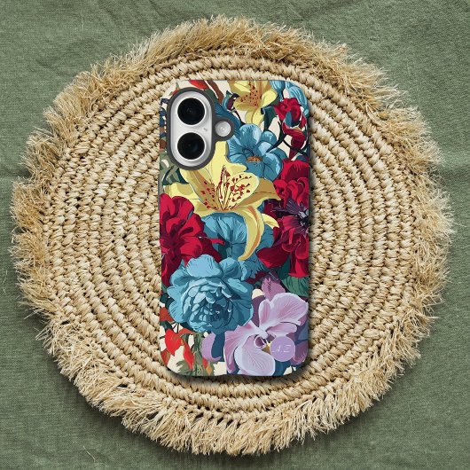 Levendige tuin monogram kleurrijke  bloemen Case-Mate iPhone case