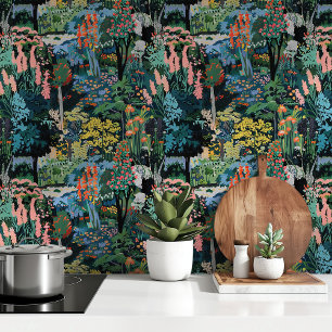 Levendige tuin oase behang