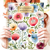 Levendige Tuin Waterverf Bloemen Aangepaste Naam Planner