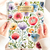 Levendige Tuin Waterverf Bloemen Aangepaste Naam Planner