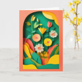 Levendige Tuincollage Viering Kaart (Gele Bloem)