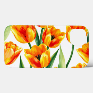 Levendige Tulpen Waterverf Patroon in Heldergeel Case-Mate iPhone Case