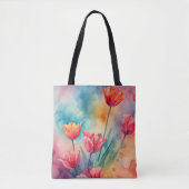 Levendige tulpen waterverf tote bag (Voorkant)