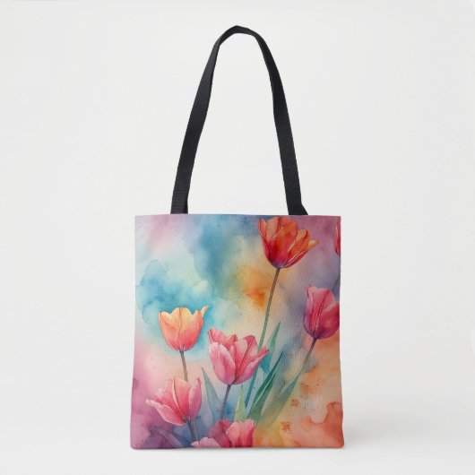 Levendige tulpen waterverf tote bag (Voorkant)