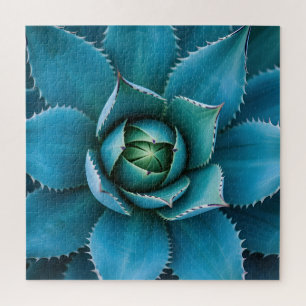 Levendige Turkoois Agave Succulent Macro Geometris Legpuzzel
