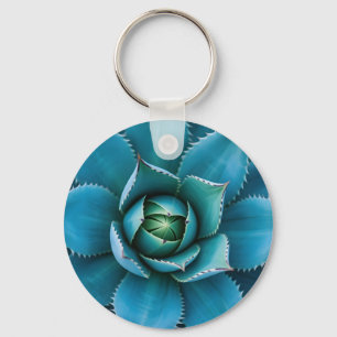 Levendige Turkoois Agave Succulent Macro Geometris Sleutelhanger