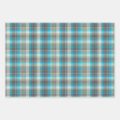 Levendige Turquoise, Bruin & Crème Plaid Inpakpapier Vel (Voorkant 3)