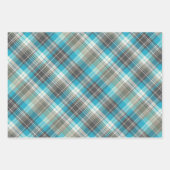 Levendige Turquoise, Bruin & Crème Plaid Inpakpapier Vel (Voorkant)