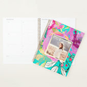 Levendige turquoise en Paarse bloem met foto Planner