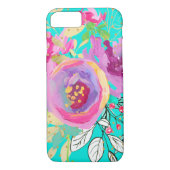 Levendige turquoise en Paarse bloemen Case-Mate iPhone Case (Achterkant)