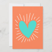 Levendige turquoise, koraal & witte retro Wavy Kaart (Achterkant)
