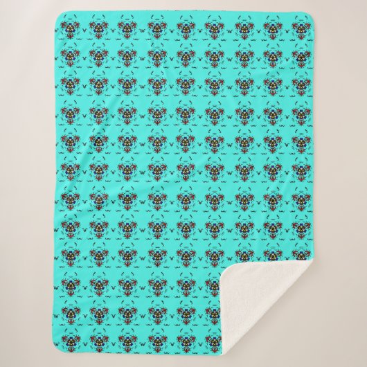 "Levendige Turquoise Mandala" Sherpa Deken (Voorkant)