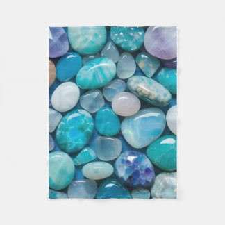 Levendige Turquoise & Paarse Kristal Edelstenen Fl Fleece Deken