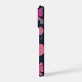 Levendige Turquoise Roze Glitter Strikken & Stippe iPhone Hoesje (Linkerkant)