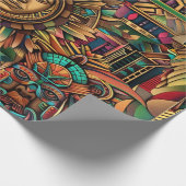 Levendige turquoise "Vibrant Historical Emblem" Wr Cadeaupapier (Hoek)