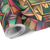 Levendige turquoise "Vibrant Historical Emblem" Wr Cadeaupapier (Rol Hoek)