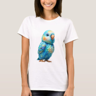 Levendige Turquoise Waterverf Papegaai Vrouwen T-shirt