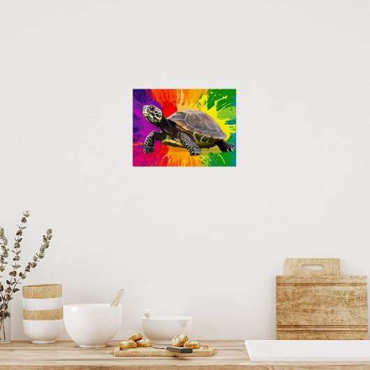 Levendige Turtle Art Poster (Keuken)