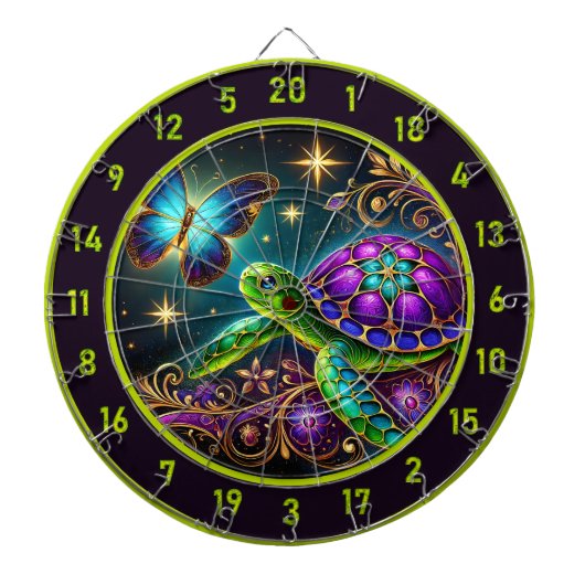 Levendige Turtle Butterfly Lodge Muurdecoratie Dartbord (Voorkant)