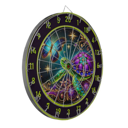 Levendige Turtle Butterfly Lodge Muurdecoratie Dartbord (Voorkant Links)