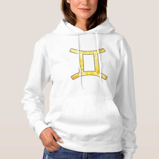 Levendige Tweeling Vibes - Speelse Gele Abstracte Hoodie (Voorkant)