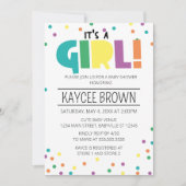 Levendige typografie 'It's a Girl' Baby shower Kaart (Voorkant)