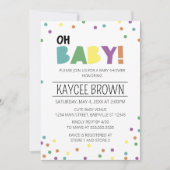 Levendige typografie Oh Baby Baby shower Invitatio Kaart (Voorkant)
