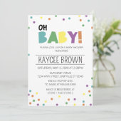 Levendige typografie Oh Baby Baby shower Invitatio Kaart (Staand voorkant)