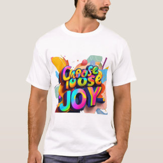"Levendige typografie T-shirt - Kies Joy Fun Desi