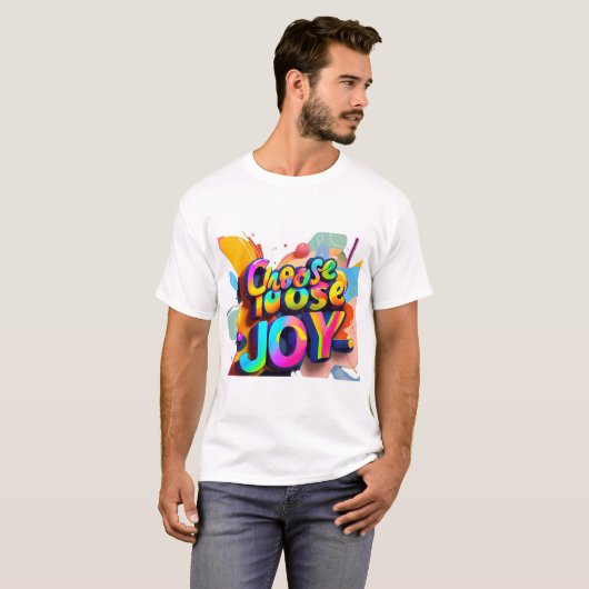 "Levendige typografie T-shirt - Kies Joy Fun Desi (Voorkant volledig)