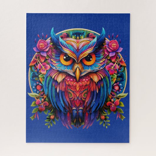 Levendige Uil - Kleurrijke Boho Legpuzzel (Verticaal)