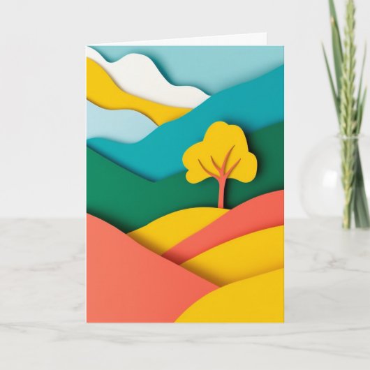 Levendige Uit-Papier Gebergte Boom Kaart (Voorkant)