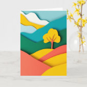 Levendige Uit-Papier Gebergte Boom Kaart (Gele Bloem)