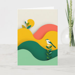 Levendige Uitgeknipt-Papier Vogel Bloem Kaart