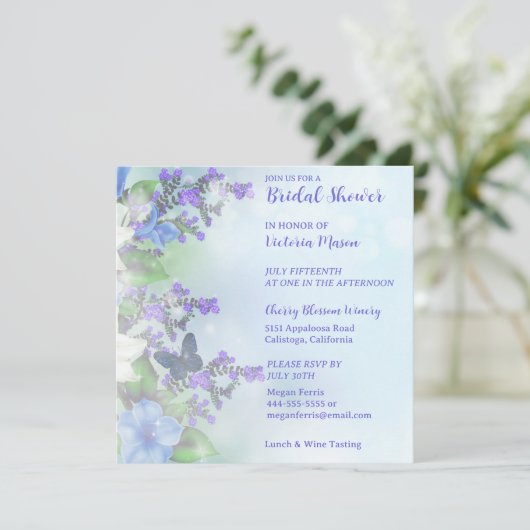 Levendige uitnodigingen voor flora en vlinder met  (Staand voorkant)